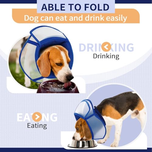 Image of Allroaring Dog Cone Collar, Soft Dog Cones for Medium Dogs After Surgery | Adjustable Pet Cone for Dogs to Stop Licking, Breathable Doggie Elizabethan Collar for Wound Care Spay Neuter, Blue M