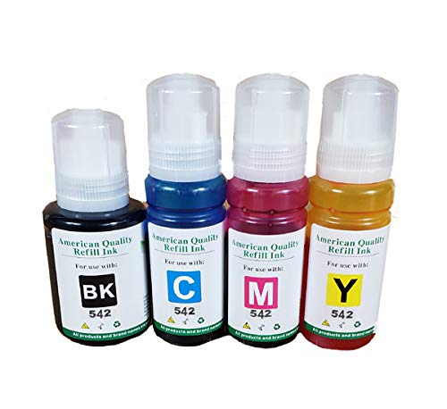 VC Compatible Ink Refill Bottle Replacement for T542 542 Refill Ink for ET-5800 ET-5850 ET-16600 ET-16650 (Black, Cyan, Magenta, Yellow)