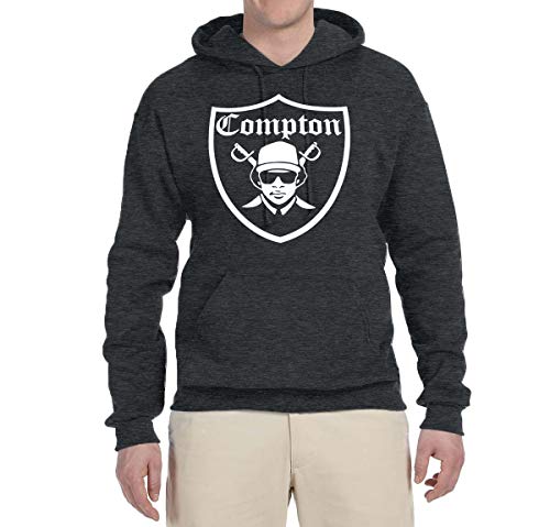 Compton Raiders LA Cali Logo | Mens Pop Culture Hooded Sweatshirt Graphic Hoodie, Heather Black, 3XL