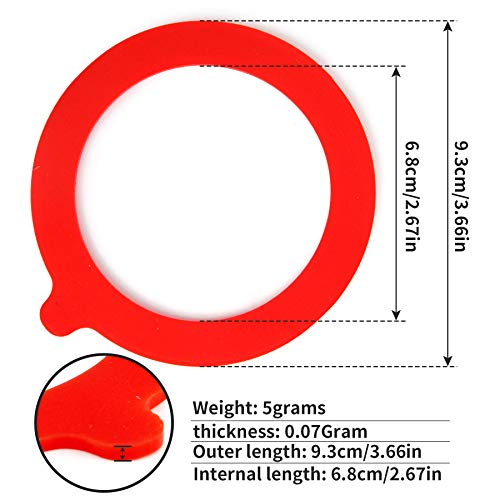 Spesh 10 Pcs Jar Seals Replacement 93x68mm Silicone Sealing Gaskets Airtight Rubber Seal Rings for Clip Top Jars 0.35/0.5/1/1.5/2 Litre(Red) - Image 4