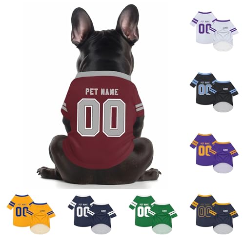 Personalized Dog Sweatshirts, Custom Jersey Shirts for Pets with Name/Number/Logo, Lightweight Pet Clothing for Small and Medium Dogs (Style 2)