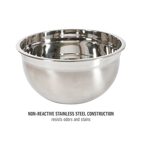Image of Calphalon Orbit Mixing Bowl Set, 3-Piece Stainless Steel Mixing Bowls(1.5 Qt, 3 Qt, 5 Qt) with Acacia Wood Lids & Non-Slip Base, Kitchen Prep Bowls for Mixing, Serving & Food Storage