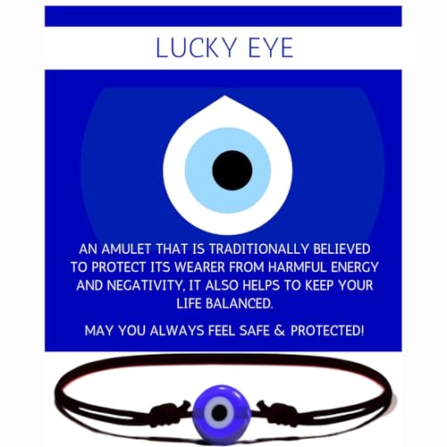 Black String Evil Eye Bracelet – Adjustable Wax Nylon Cord Talisman | Handmade Protection Amulet with Blue Turkish Glass Bead for Men, Women & Teens