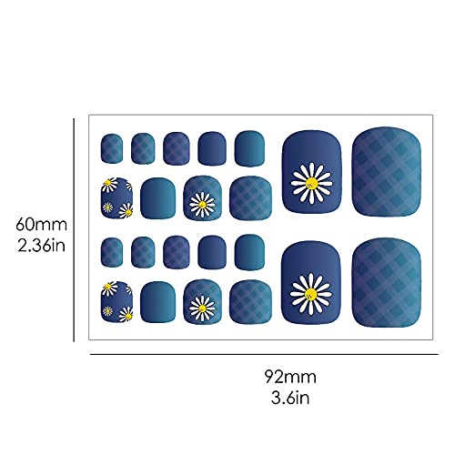 Foot Nail Sticker For Women & Girl,Water-Proof Toe Nail Decals Diy Nail Decoration Full Wraps Toenail Polish Stickers Self-Adhesive Daisy Flower False Nails Stickers (C, One Size) #TOP3