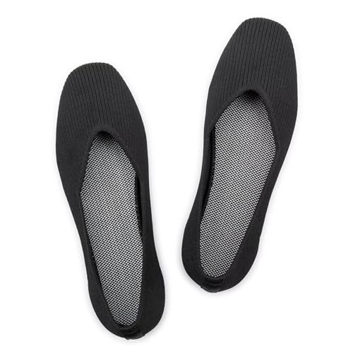 Frank Mully Womens Casual Flat Shoes Square Toe Shoes Knitted Work Flat Comfort Dressy Flat Shoes for Daily Washable