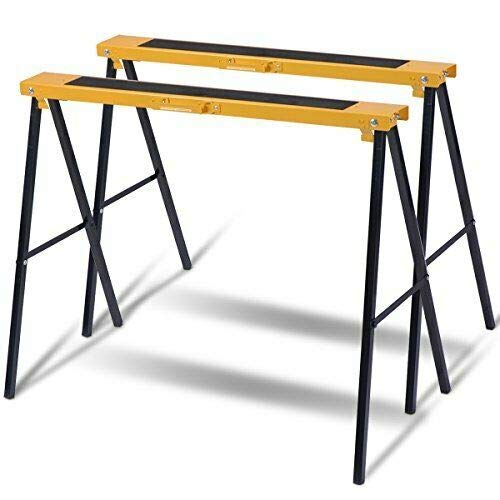Grafter® GSH05 Steel Folding Saw Horse Trestles, Lightweight, Non-Slip Work Surface (Pair)