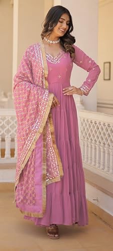 Image of Wedani Georgette Sequins Embroidered Work Anrakali Kurta Set for Women