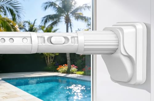 Image of YNL Tension Curtain Rod No Drilling, 41-122 Inch Long Heavy Duty Shower Curtain Rod, One-Click Adjustable Tension Rods for Bathroom /Patio /Window, Outdoor Rods, Renter Friendly, Non-Slip, White