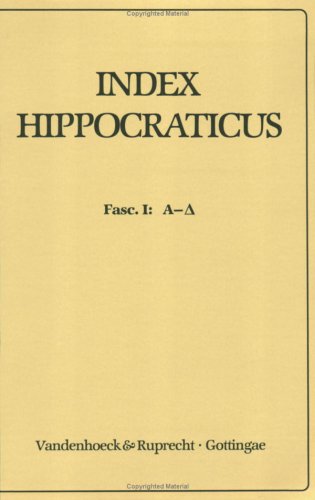Index Hippocraticus: Fasc. 1 (A-D) [German] 3525258003 Book Cover