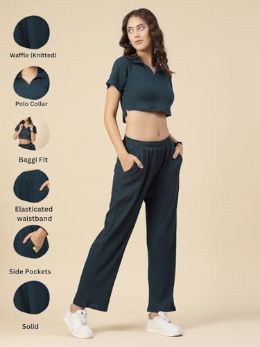Image of Rigo Cotton Co-ord Set for Women | Round Neck, Slim Fit Tracksuit Co-ords Set for Women | Stylish Dresses for Women | Casual Wear, Beach Wear, Vacation Wear Outfit for Women