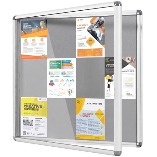 MAKELLO Tamperproof Lockable Notice Board 980x980mm Grey Display Board