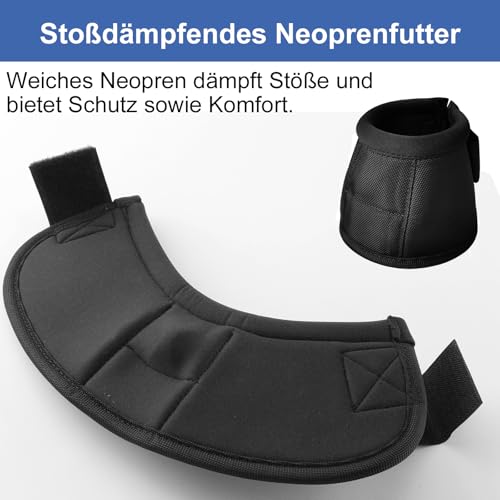 Gallopoff Hufglocken Pferd 2er Set – Stoßdämpfend & Scheuerfrei, Ballenschutz für Pferde aus Neopren, Weiche Schutzglocken mit Klettverschluss für Training & Weide Schwarz M