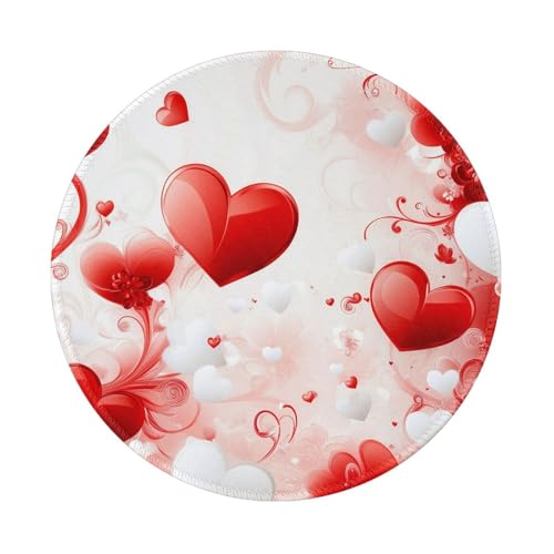 Tangopi Valentines Hearts Round Mouse Pad with...