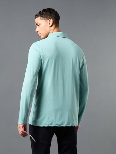Image of TECHNOSPORT Mens Slim Fit Solid Full Sleeve Cotflex Polo T-Shirt for Regular and Casual Uses