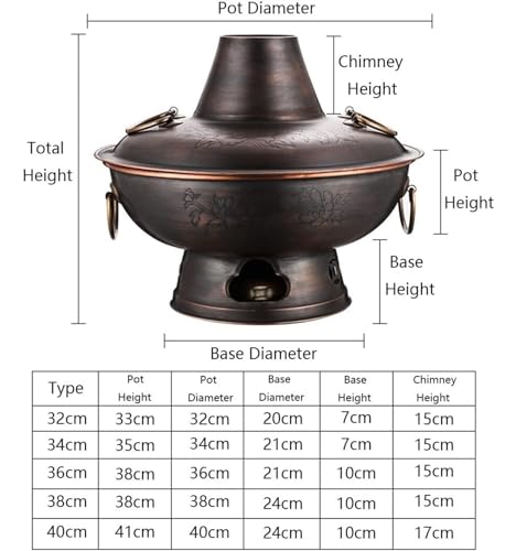 Olla de carbón tradicional de cobre de 34 cm para preparar comidas deliciosas 3