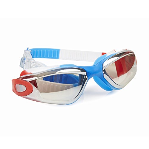 New Camp Color War Swimming Goggles for Kids by Bling2O - Anti Fog, No Leak, Non Slip and UV Protection - USA Red White and Blue Colored Fun Water Accessory Includes Hard Case