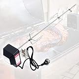Aus hochwertigem Edelstahl Wiltec BBQ Grillspieß 70cm 230V aus Edelstahl, inkl. 2 Fleischklammern, Drehspieß Rôtisserie