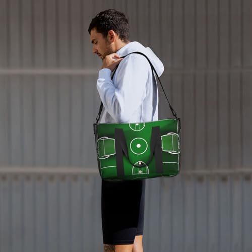 Green Football Field Print Hand Travel Bag,Gym Bag,Weekend Travel Overnight Bag,Tote Bag Sports Bag For Women Men 7