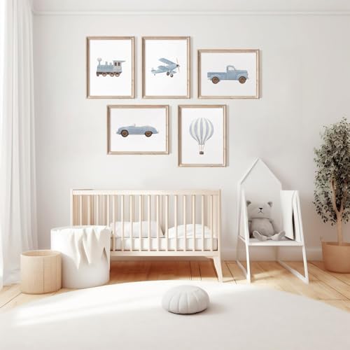 Tanmart BLUE VINTAGE TRAVEL PRINTS - E Blue Car Wall Art Decor Boys Room Canvas Poster Vintage Train Transportation Wall Art Watercolor Toddler Art Prints Blue Car Pictures Painting thumb #4