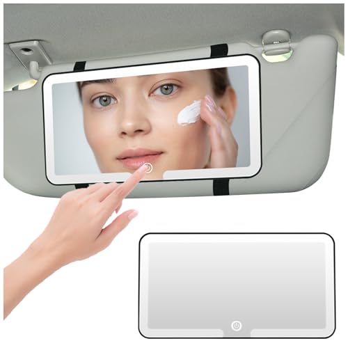 Image of Car Vanity Mirror with LED Lights, 3 Light Modes, Rechargeable Sun Visor Makeup Mirror
