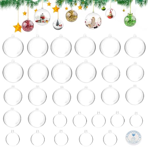 30 Stück Befüllbare DIY Christbaumkugeln aus Plastik,Transparent...