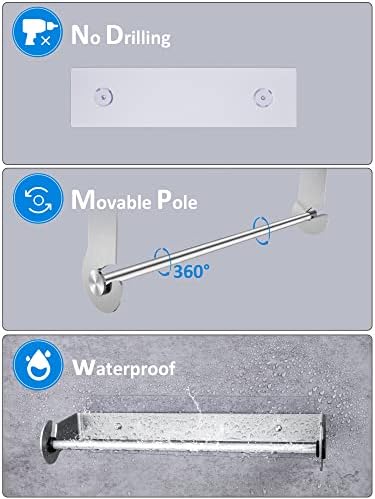 HEETA Paper Towel Holder Self Adhesive Kitchen Roll Holder Under Cabinet, No Drilling Kitchen Towel Holders Removable Stainless Steel Kitchen Roll Holder Wall Mounted for Kitchen and Toilet(Silver)