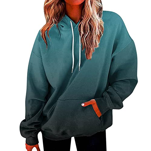 Olivcker Sudaderas con capucha para mujer, con estampado degradado, camisas de manga larga, sudaderas con capucha de gran tamaño, acogedoras y suaves, A8-azul~regalos de San Valentín para ella, M