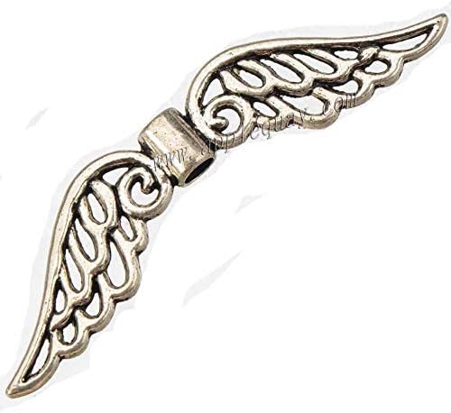 Pukido DIY ángel grande alas abalorios colgantes suspensión vintage plata hueco metal moda joyería hallazgos y componentes 2.087 in 20pcs