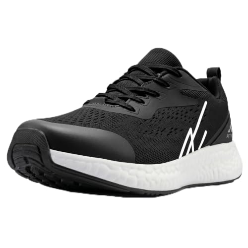 NY Threads Scarpe da corsa da uomo comode e leggere scarpe da ginnastica casual, Nero/Bianco, 47 EU