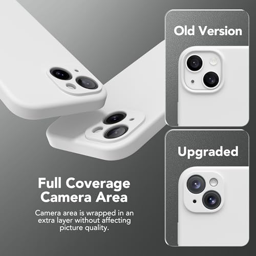 Image of Magnetic for iPhone 14 Case, Compatible with MagSafe, [Full Camera Protection][Screen Protector] Silicone Shockproof Protective Phone Case for iPhone 14 6.1 inch, White