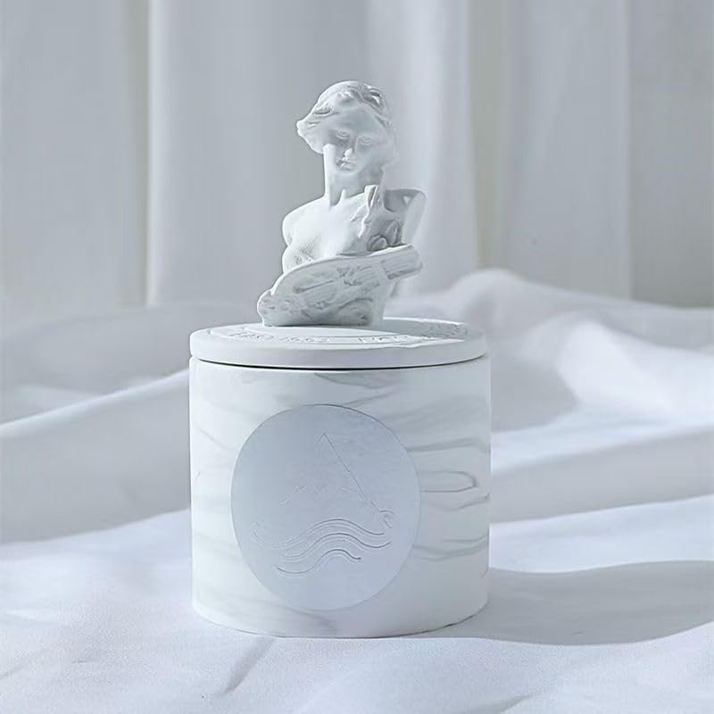 Candela in Barattolo, Cera di Soia, Candela Statua, Olio Essenziale di Gardenia, Re...