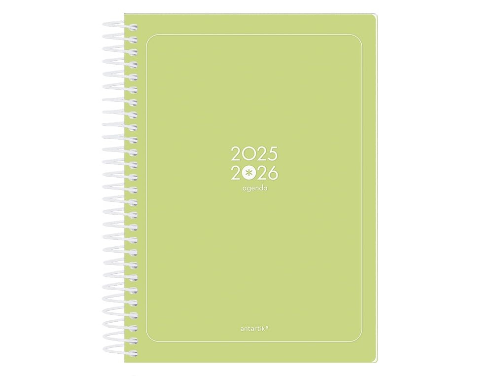 Anartik 25-26 Spiral Diary Essentials Lime Green Day Page A5 Bilingual FSC Paper 80 g.