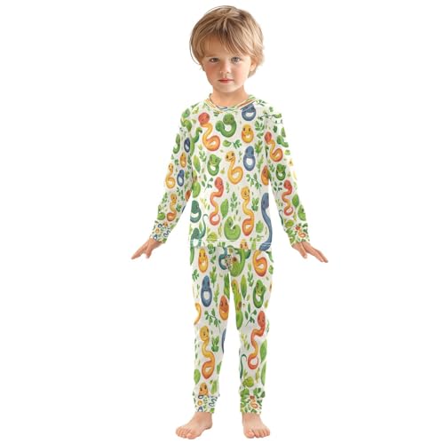 Pajama Sets Long Sleeve Cute Colorful Snake Pattern Soft Comfy Sleepwear 2 Piece PJS 3-8T2