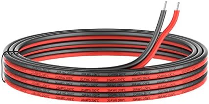 16awg 1.3mm² Electrical Wire 2 Conductor Parallel Silicone Wire 10 Meters [5M Black 5M Red] 16 Gauge 600V Flexible Extension Cable Cord Stranded Tinned Copper Wire Hookup Model Lead Wire