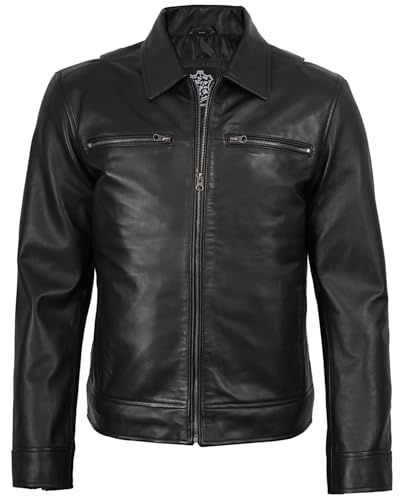 Image of Decrum Mens Leather Jacket - Real Lambskin Vintage Style Leather Jackets for Men