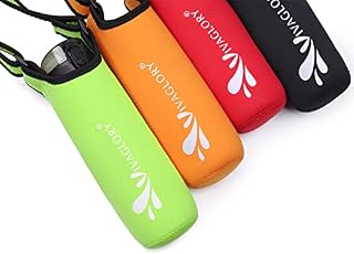VIVAGLORY Neoprene Water Bottle Holder for Walking, with Adjustable Shoulder Strap, Fits Bottle with Diameter in 7.1-8.2cm