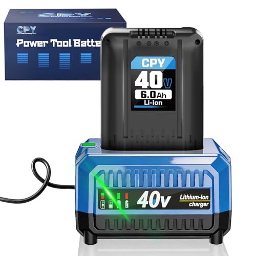 CPY Replacement for Kobalt 40V Battery 6.0Ah and Charger Lithium Ion 40V MAX Battery and Charger Compatible with KB540-06 KB440-06 KB240-06 KB2540C-06 for Cordless Power Tool Lawn Mower
