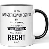 JUNIWORDS Tasse, Ich bin Karosseriebaumeisterin. Um Zeit zu sparen, nehmen wir einfach an, dass ich immer recht habe, Schwarz (6316948)