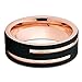 8mm- Rose Gold Tungsten Wedding Band - Black Tungsten - Men's Ring (6.5)