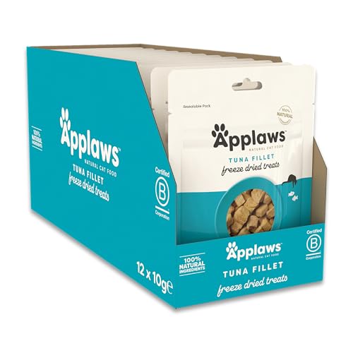 Applaws 100% naturalne przysmaki dla kotów, liofilizowany filet z tuńczyka, 12 × 10 g torebki