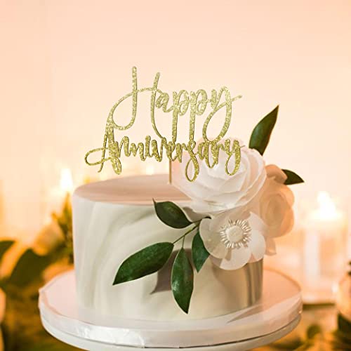 Yesswl Happy Anniversary Cake Topper - Happy Birthday 1/15/16/18/21/30/40/50/60/70/80/90 Party Decoration Cake Topper Supplies,Anniversary Cake Topper, Wedding Anniversary Cake Topper, Company Anniversary Cake Topper #TOP4