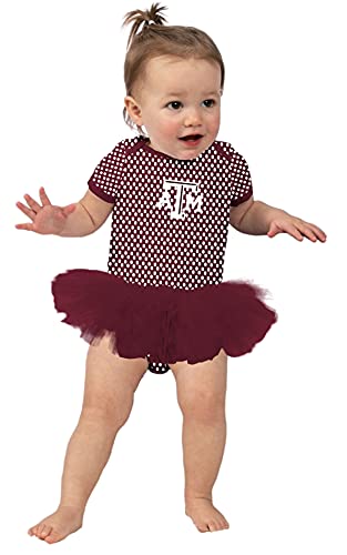 Two Feet Ahead Texas A&M Aggies Newborn Baby Girl Bodysuit Creeper Onesie Polka Dot Tutu Skirt Dress College Licensed (Texas A&M Aggies,0-3 Months)