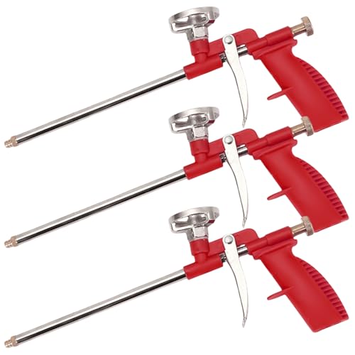 Lot de 3 pistolets à mousse de polyuréthane avec poignée ergonomique en plastique - Orange et rouge