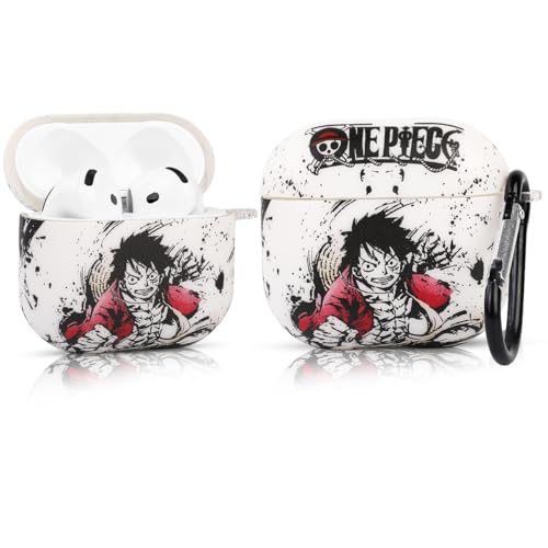 LEWOTE Funda protectora compatible con Apple Airpods 4, divertida y bonita funda de dibujos animados con llavero [serie de una pieza] (Luffy)
