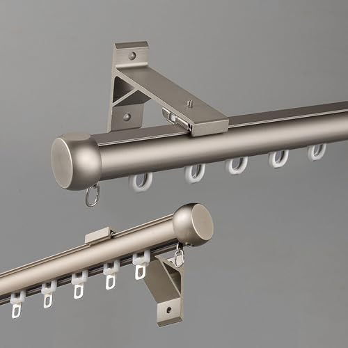 19FT Silent Sliding Curtain Rod System - Gray Aluminum Brackets for Smooth Gliding Drapes - Perfect for Living Room & Bedroom Room Dividers