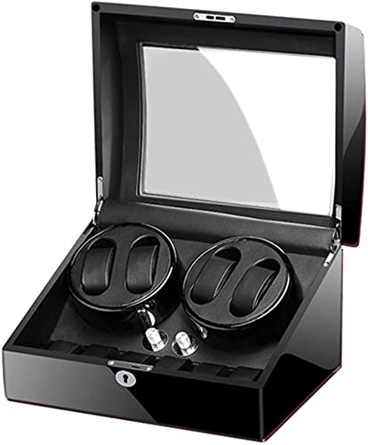 GAROEN Caja enrolladora de Relojes para 4+6 Relojes automáticos, Estuche de Almacenamiento con Adaptador de CA y Motor silencioso Alimentado por batería, Accesorios (B)