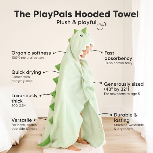 Image of KeaBabies Organic Baby Towel with Hood for Girls, Boys, Soft (Draco)