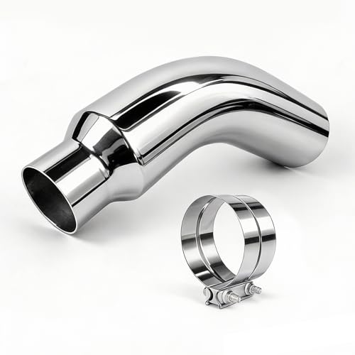 Exhaust Tip Universal 4 to 6 Inch Exhaust Elbow Pipe with Clamp – Chrome Fits Car, Truck & Diesel, Pickup Truck