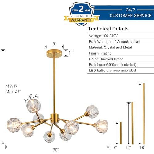 Weesalife A8817-9 BR Sputnik Chandeliers For Dining Room Light Fixture thumb #2