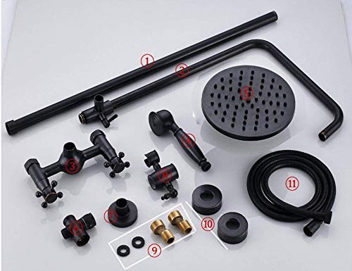 Ensemble de robinets de douche à effet pluie avec mitigeur noir mat - 5